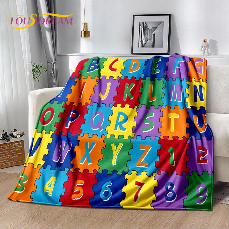 Abc Kids Early Education - بطانية ناعمة من الفانيلا بتصميم حروف